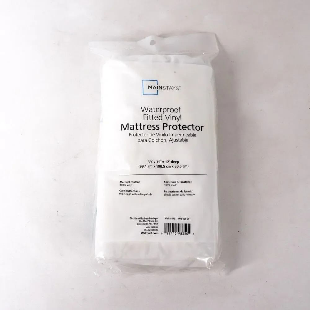 Mainstays Waterproof Fitted Vinyl Mattress Protector Sheet Protection Twin Size